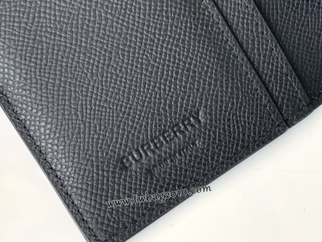 Burberry專門店新款西裝夾錢包 巴寶莉黑色小牛皮對折長夾 yxb1021